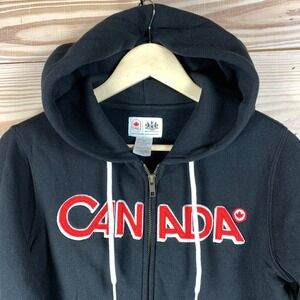 Hudson's Bay Hoodie Women Small Black Canada Olympic Full Zip Fan Sweatshirt‎